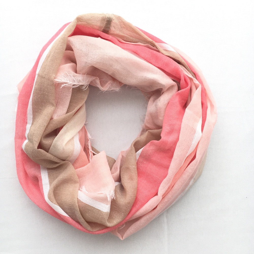 Pink Color-Block Infinity Scarf
